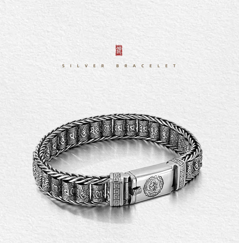 Tibetaanse Gebedsrol Armband - 925 Zilver Geluksbrenger Verstelbaar 18-22cm
