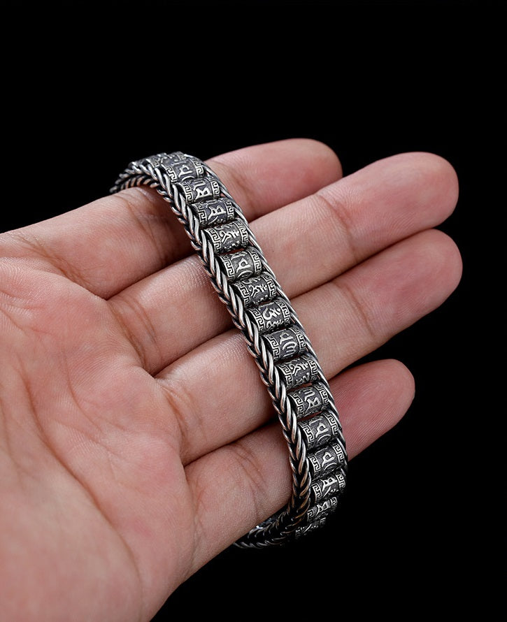 Tibetaanse Gebedsrol Armband - 925 Zilver Geluksbrenger Verstelbaar 18-22cm