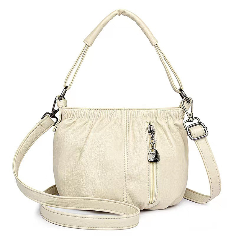 🥳2026 MEGA-AANBIEDING!💞Modieuze Eenvoudige Casual Geplooide Zachte PU Leren Schoudertas – NU 50% KORTING! 💼👜