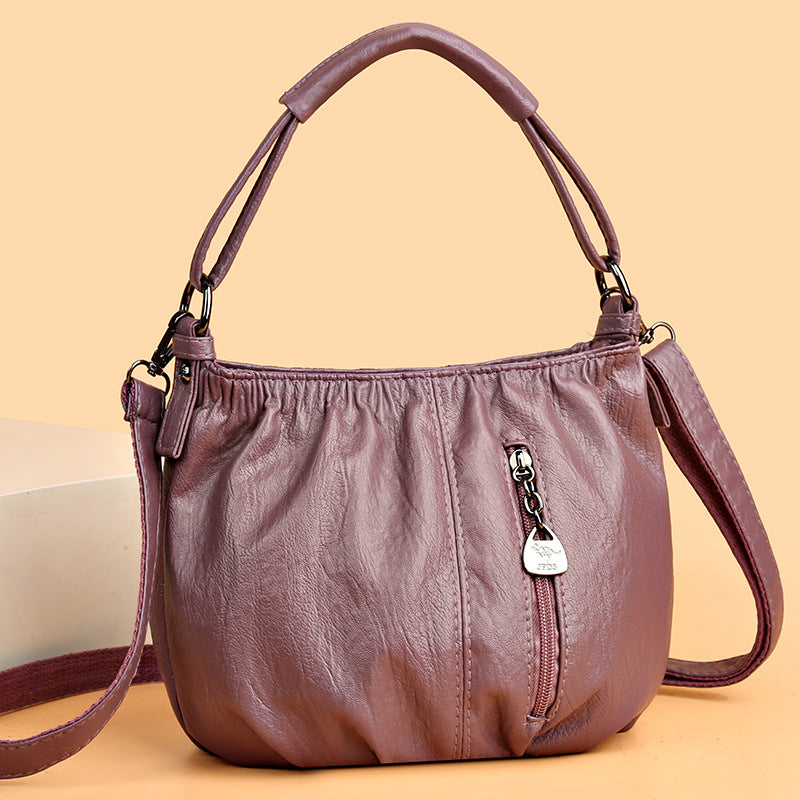 🥳2026 MEGA-AANBIEDING!💞Modieuze Eenvoudige Casual Geplooide Zachte PU Leren Schoudertas – NU 50% KORTING! 💼👜