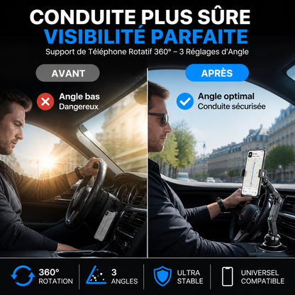 🚗 360° draaibare en verstelbare mobiele telefoonhouder voor in de auto– Draaibaar, verstelbaar & universeel✨