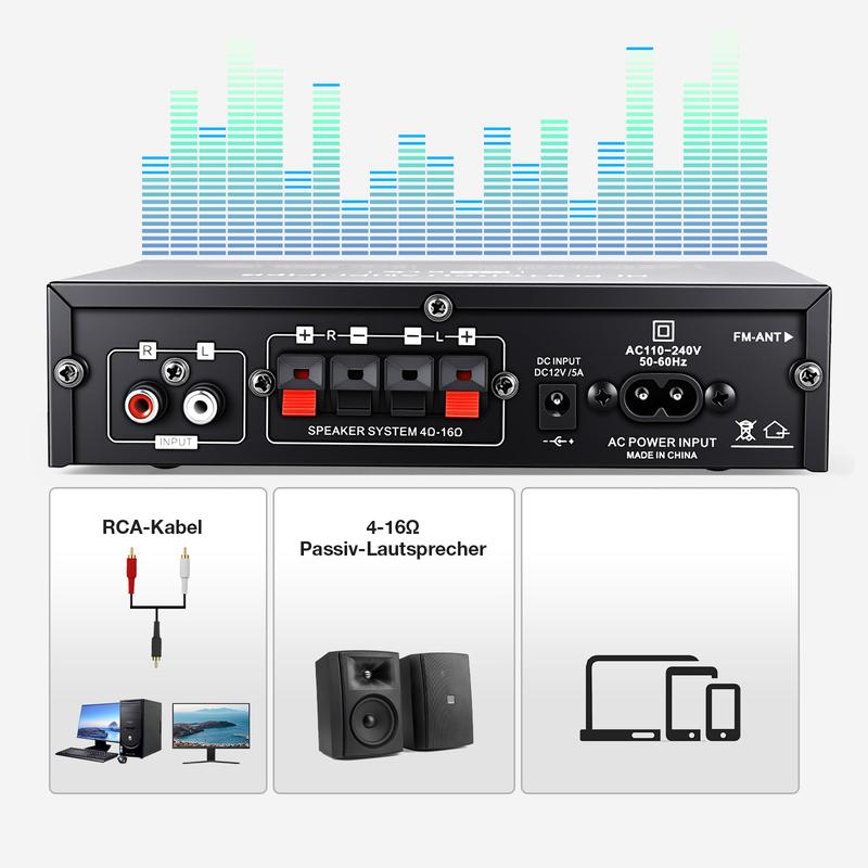 🔊 AK35 Stereoversterker met Bluetooth 5.0 – Compact Geluid voor Thuisgebruik 🎶✨