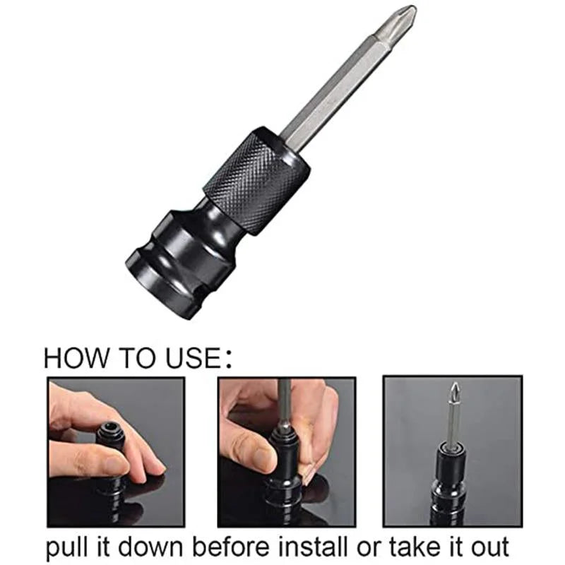 📢📢 50% KORTING!! ⏰ 1/4" Hex Shank Dopsleuteladapter – 1/2" naar 1/4", Snelontgrendeling ⚙️