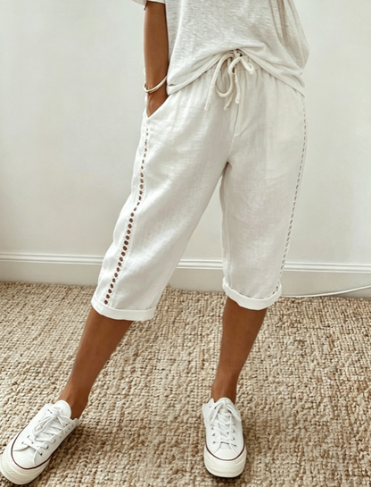 🩳 Zomerbroek in caprilengte voor dames met kanten details 🌼