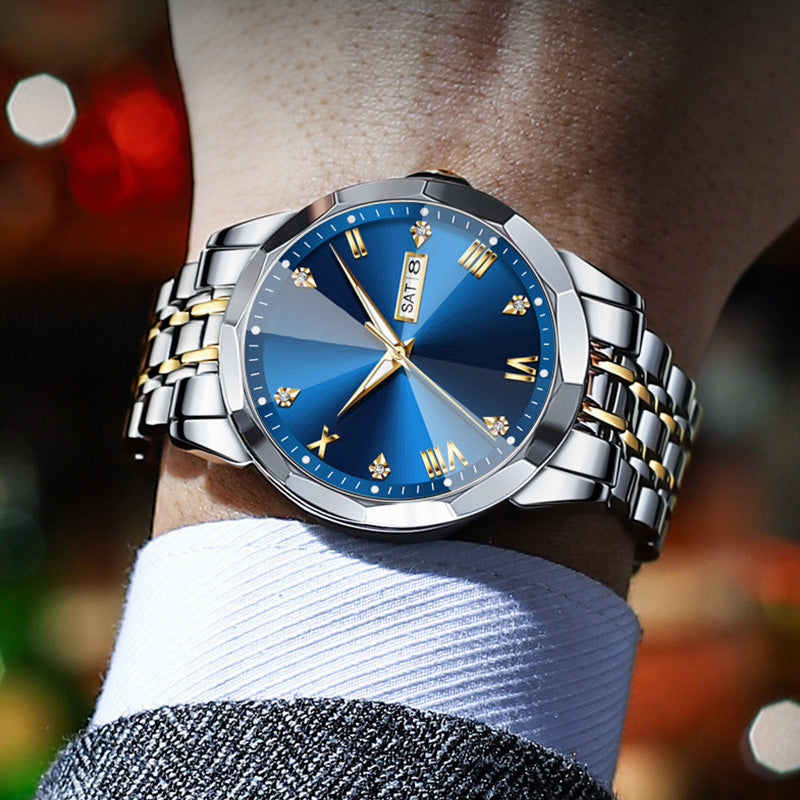 🔥Herenhorloge in zakelijke stijl met dubbele kalender en quartz-uurwerk