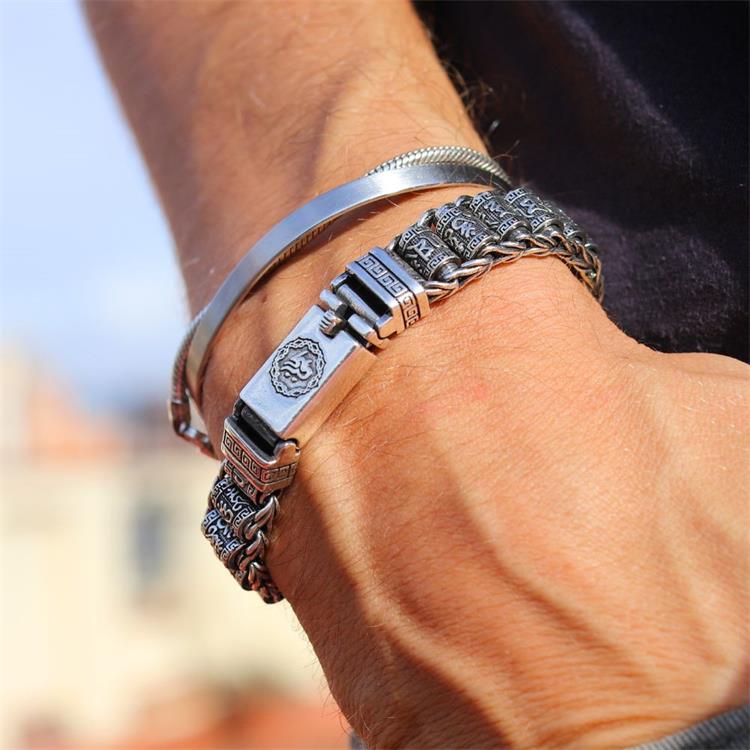 Tibetaanse Gebedsrol Armband - 925 Zilver Geluksbrenger Verstelbaar 18-22cm