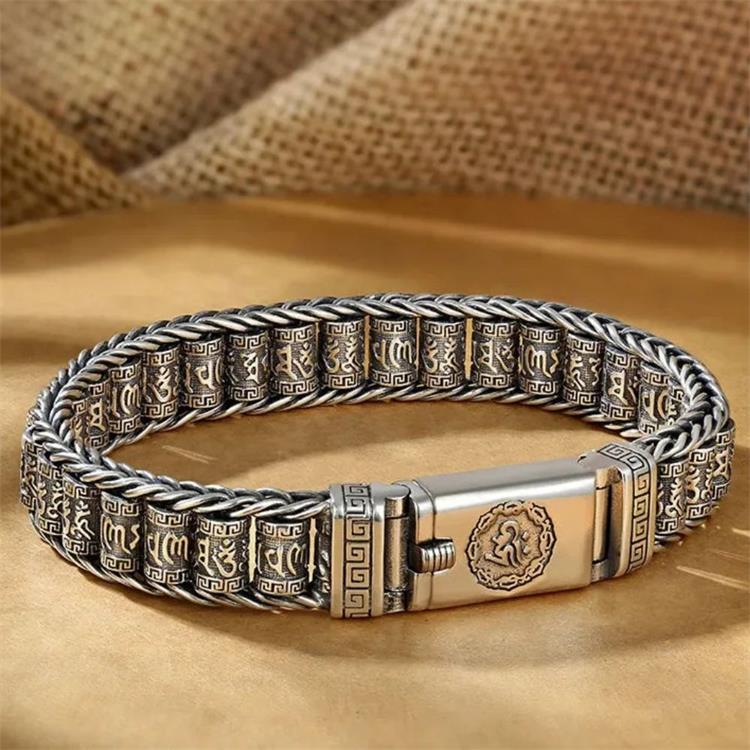 Tibetaanse Gebedsrol Armband - 925 Zilver Geluksbrenger Verstelbaar 18-22cm