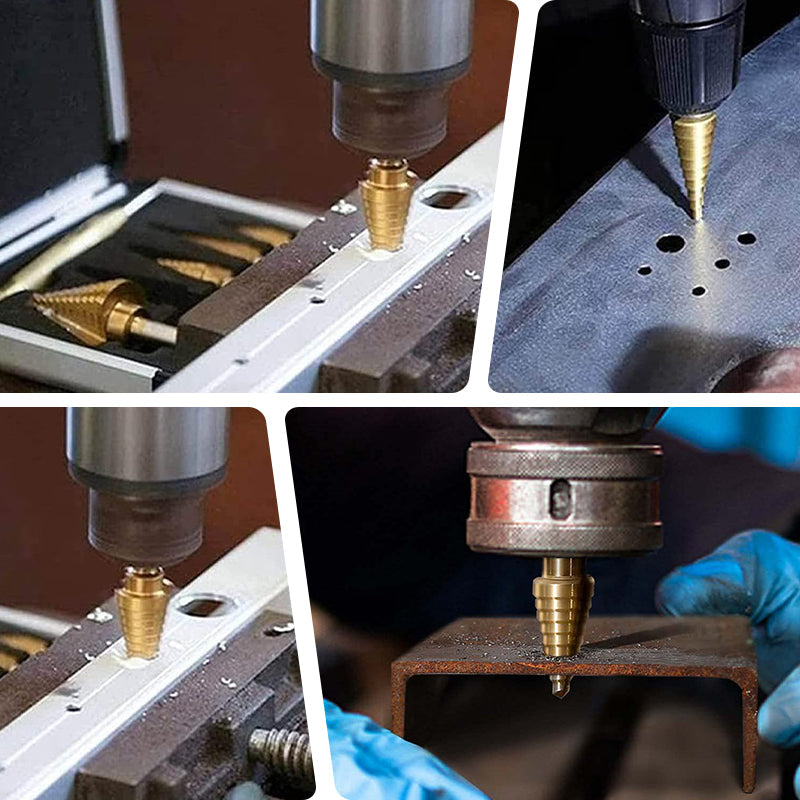 🔧Set pagodevormige boortjes met aluminium opbergkoffer