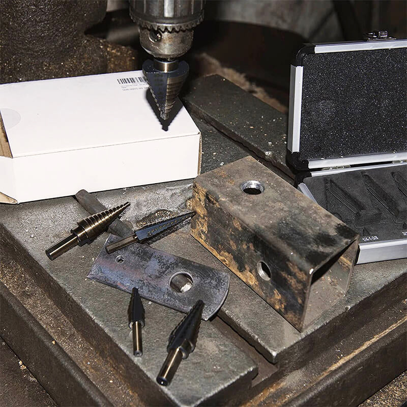 🔧Set pagodevormige boortjes met aluminium opbergkoffer