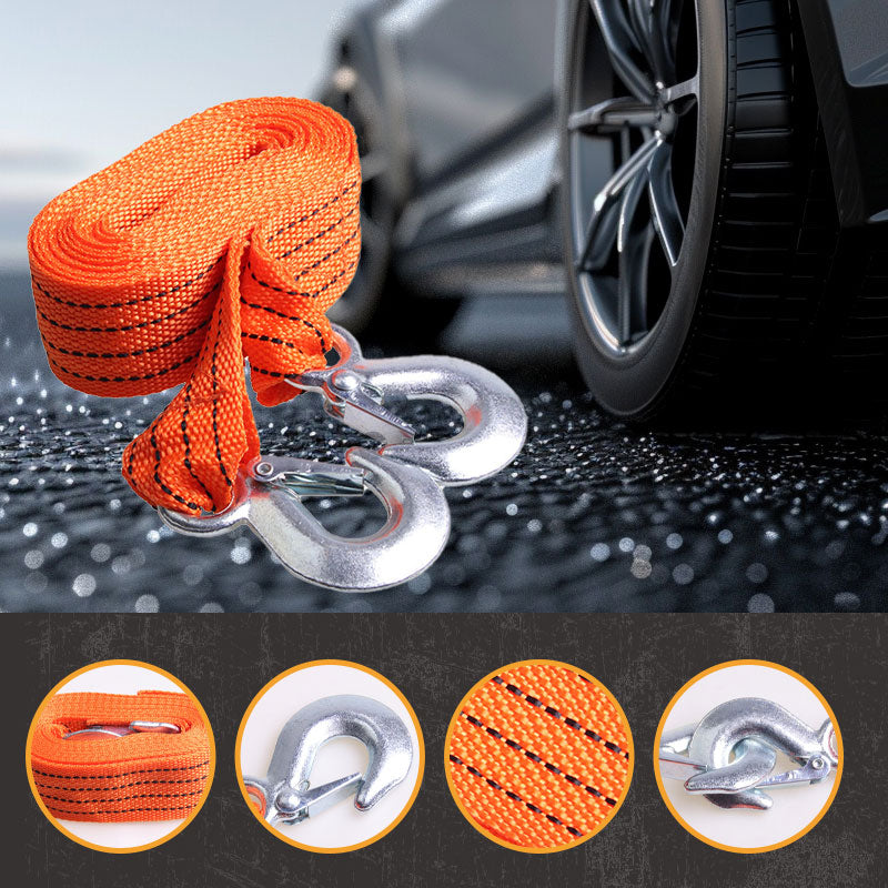🚗4 meter lange sleepkabel voor auto's met haken en een draagvermogen van 3 ton