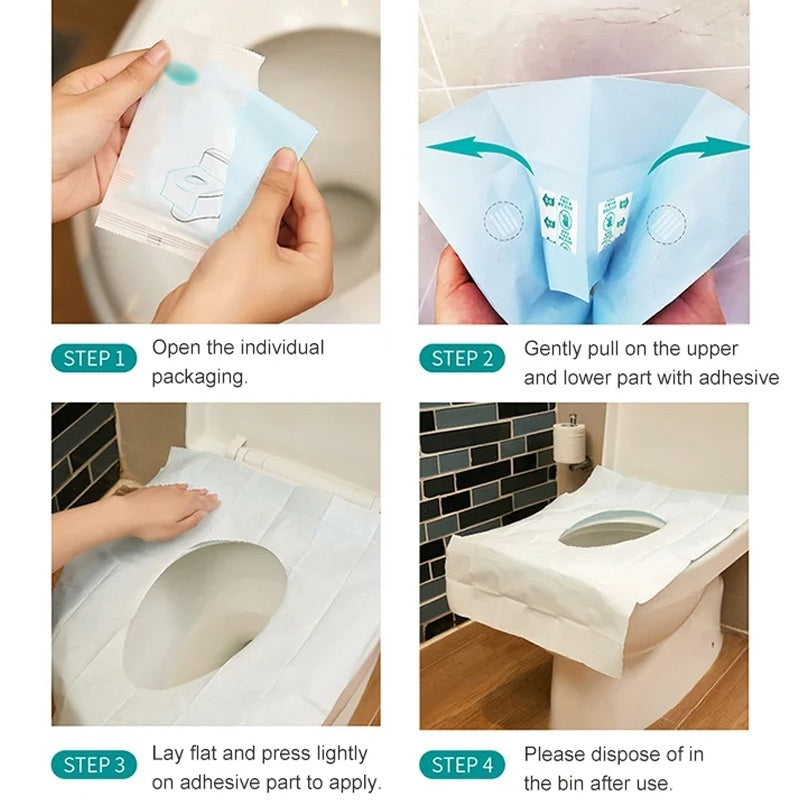 🔥 Tijdelijk halve prijs – Zelfklevende wegwerp-toiletbrilhoezen zonder beschermfolie