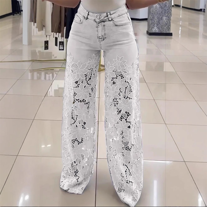 💃Zomermode voor de toekomst🌸Modieuze kanten patchwork denim jeans