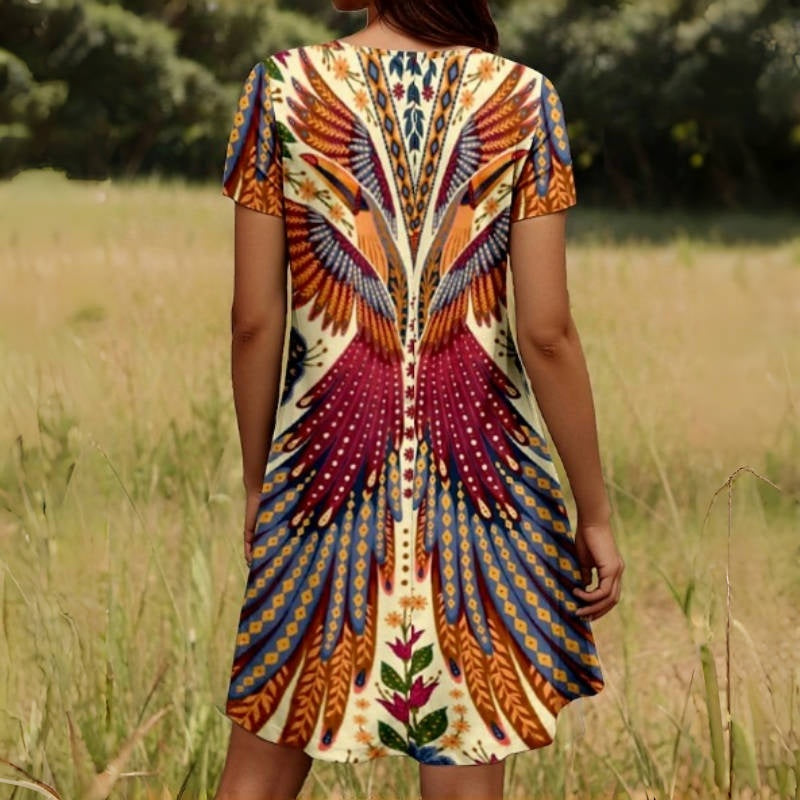 Dames Bloemen Jurk met Korte Mouw