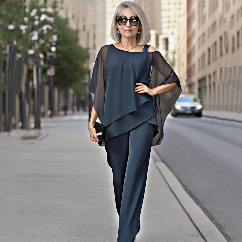 🎉 Tweedelige set van chiffon 💞 Eenvoudig en stijlvol