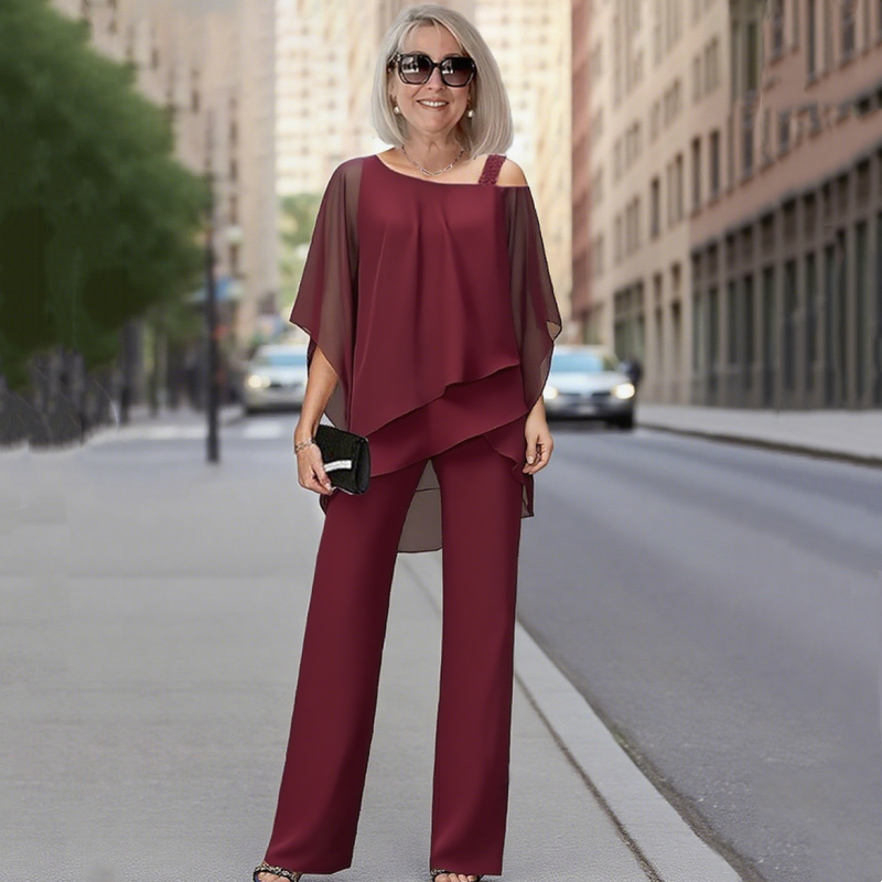🎉 Tweedelige set van chiffon 💞 Eenvoudig en stijlvol
