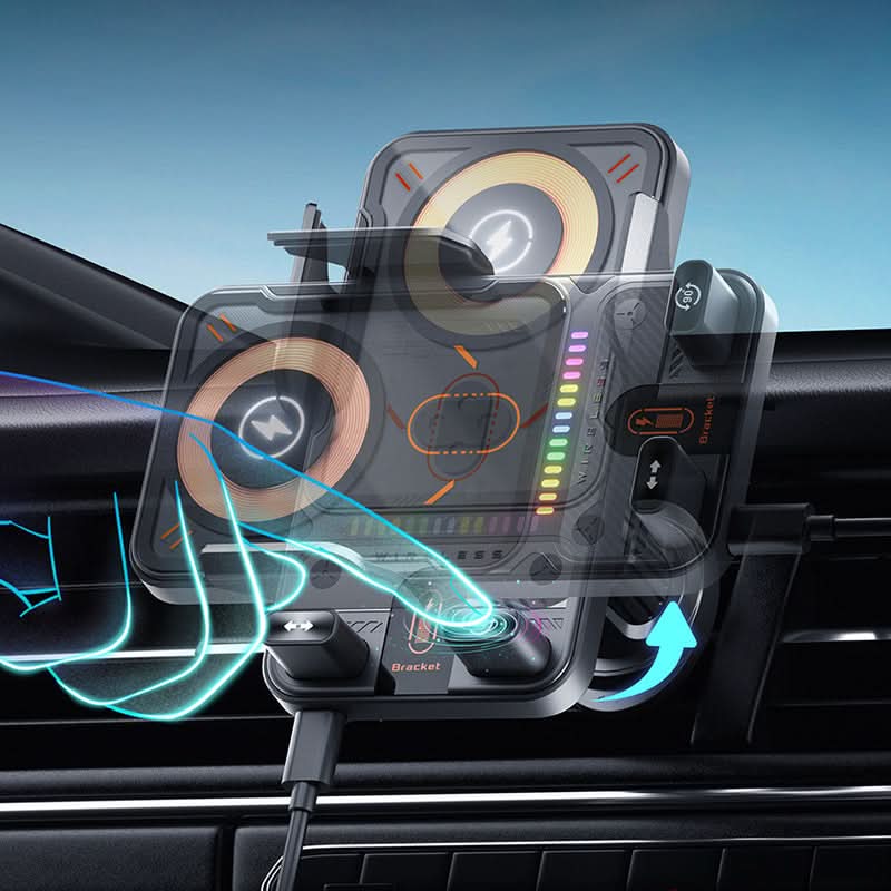 🙌Slimme 2-in-1 telefoonhouder voor in de auto met draaifunctie en draadloze oplader