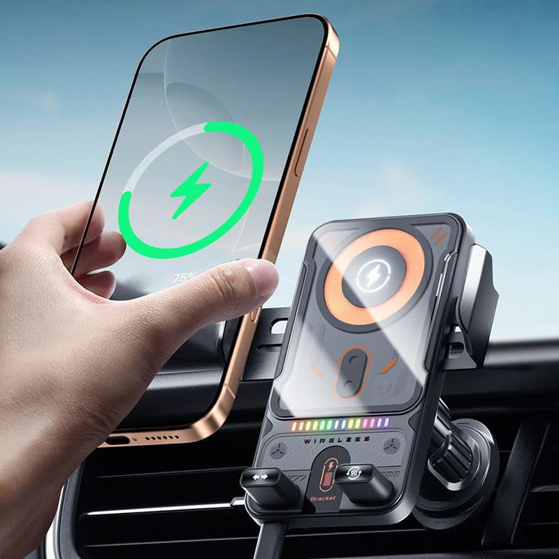 🙌Slimme 2-in-1 telefoonhouder voor in de auto met draaifunctie en draadloze oplader