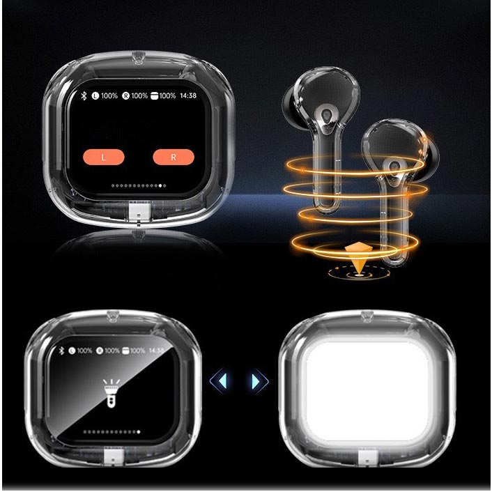 🎧Draadloze Bluetooth 5.4 oordopjes met volledig kleurentouchscreen en ruisonderdrukking✨