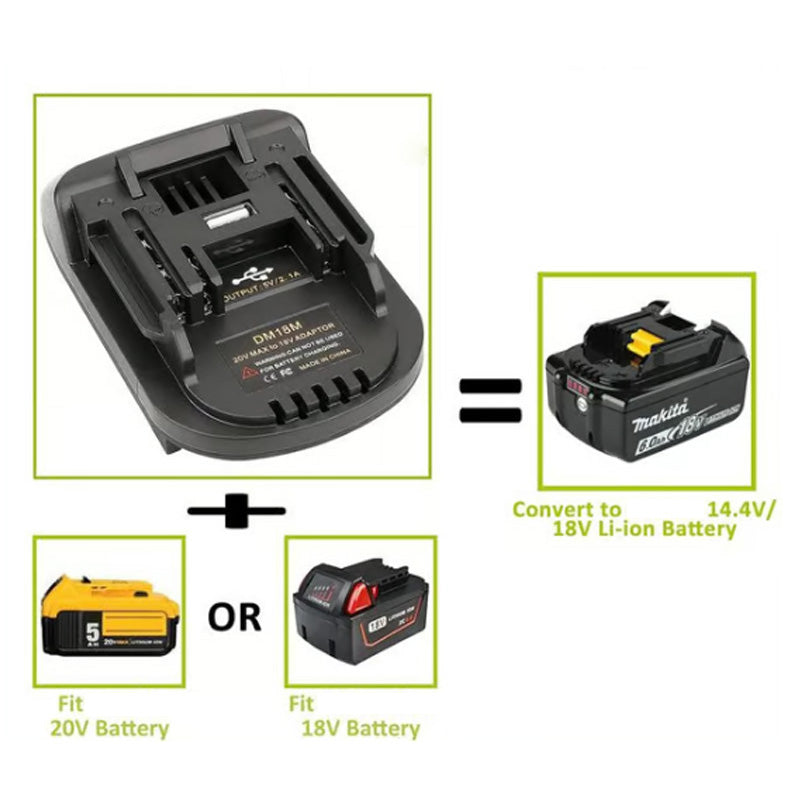 ⚡Lithium Accu Adapter voor 18V gereedschappen