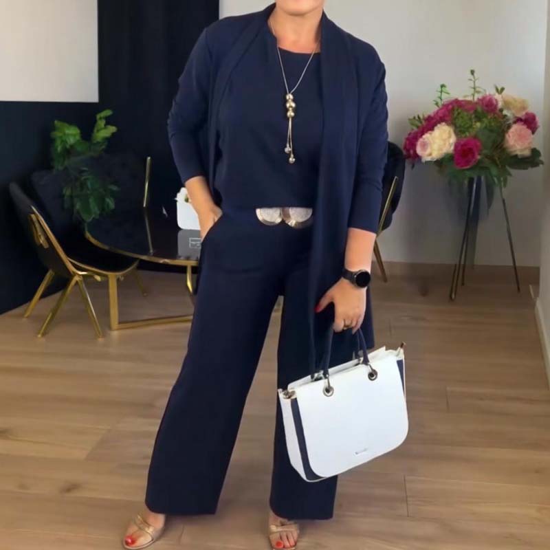 ⏳Tijdelijke aanbieding⏰Elegante 3-delige set bestaande uit een lang vest, top en broek💞