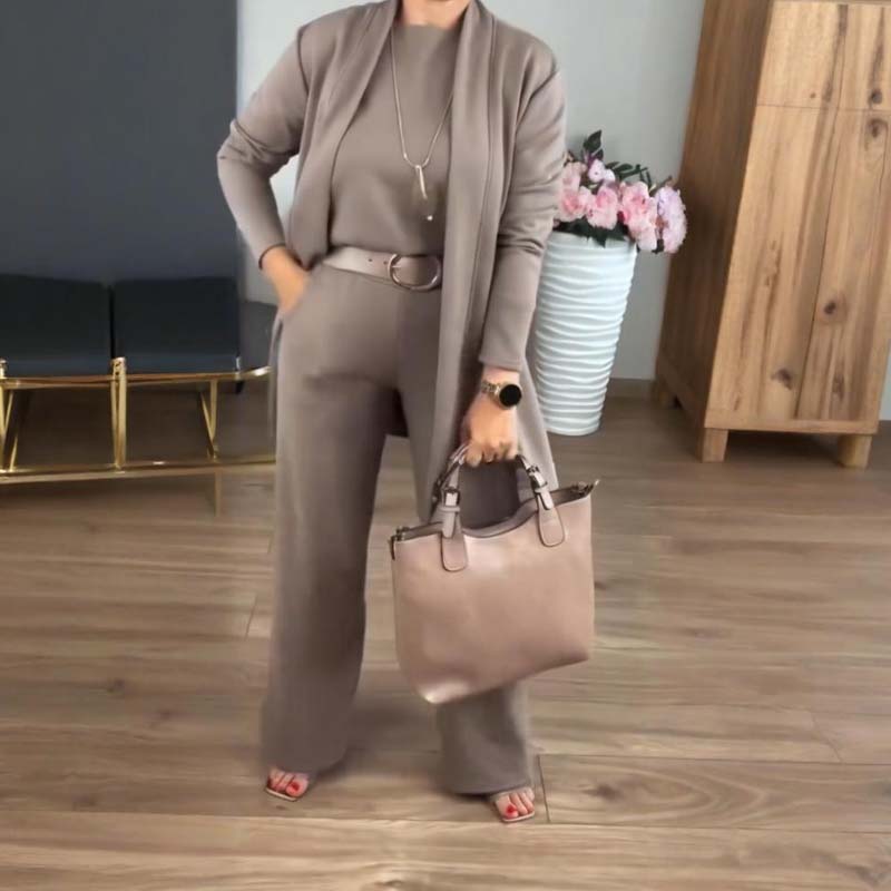⏳Tijdelijke aanbieding⏰Elegante 3-delige set bestaande uit een lang vest, top en broek💞