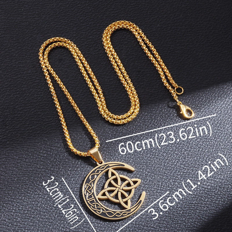 🌙Keltische maan hanger ketting – roestvrij staal, genderneutraal symbool van kracht en bescherming