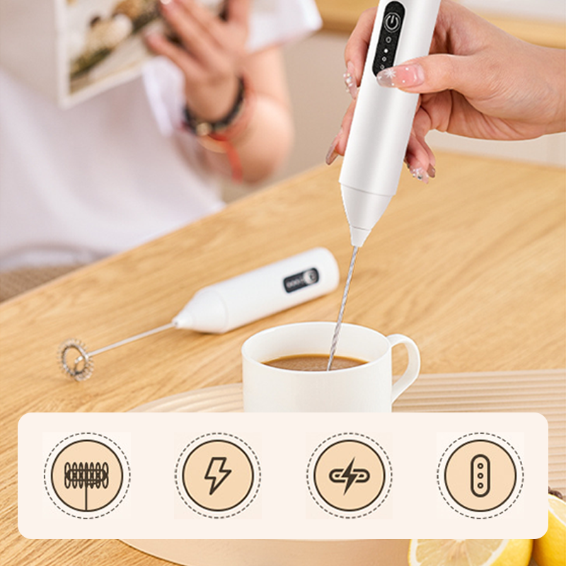 ☕✨ Elektrische schuimmaker voor dranken – 3 instelbare snelheden, oplaadbaar via USB, eenvoudig schoon te maken 🥛