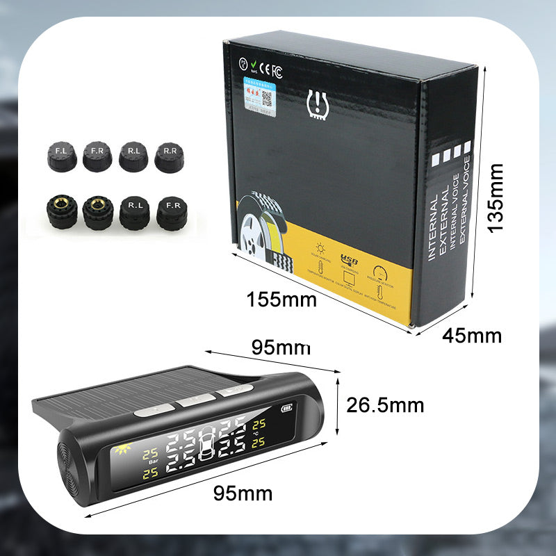🔥Zonne-Energie Vierwiel Banden Drukmonitor met Real-Time Display