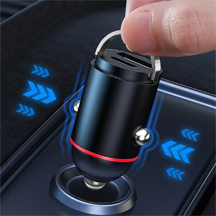 Compacte snellader met 2 poorten voor in de auto