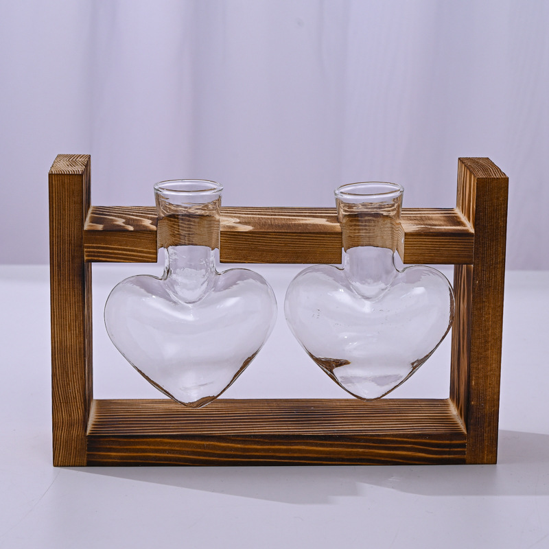 🌿 Rustieke Houten Standaard Hydrocultuur Vazen – Planten Kweken Zonder Aarde | Landelijke Decoratie voor Thuis, Kantoor & Keuken