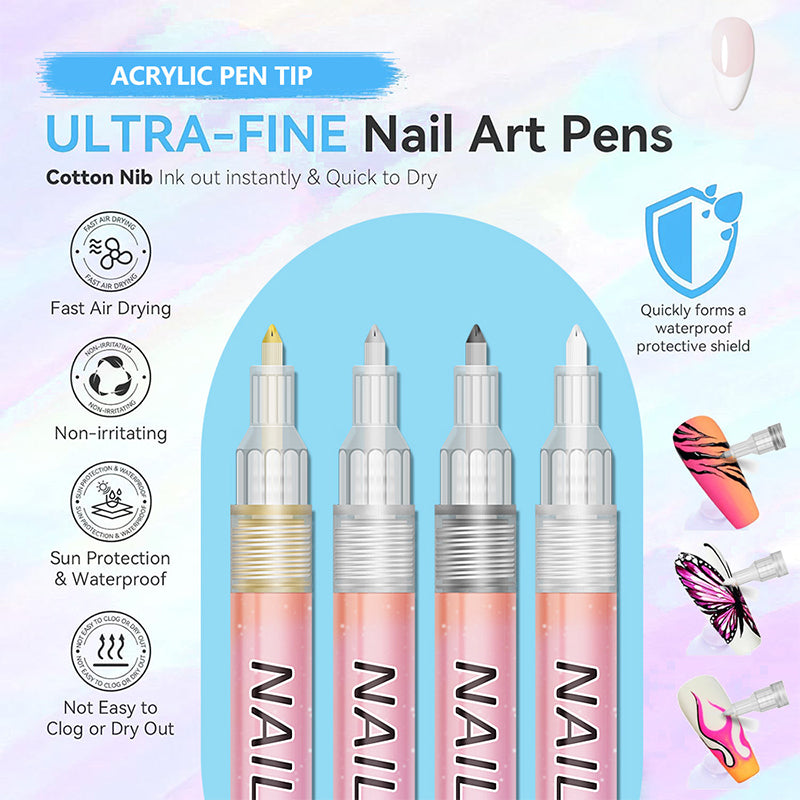 🎁Kerstcadeau! 50% Korting op 12-Kleurige Professionele Nail Art Penset – Ultraprecieze 0,7 mm Punt & Snel Droogend ✨💅