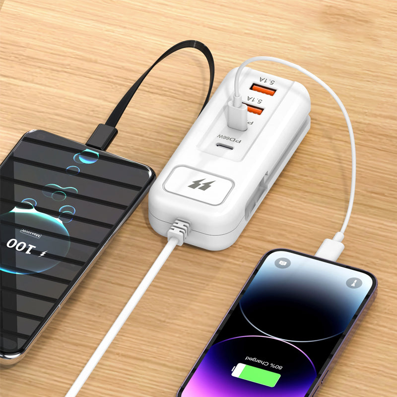 🎄⚡ ALTIJD 50% KORTING! Dit 66W Europese snellaadstopcontact met 2 PD + 2 USB en ingebouwde Type-C kabel laadt 4 apparaten tegelijk – nooit meer te weinig stopcontacten of losse kabels, veilig en compact!