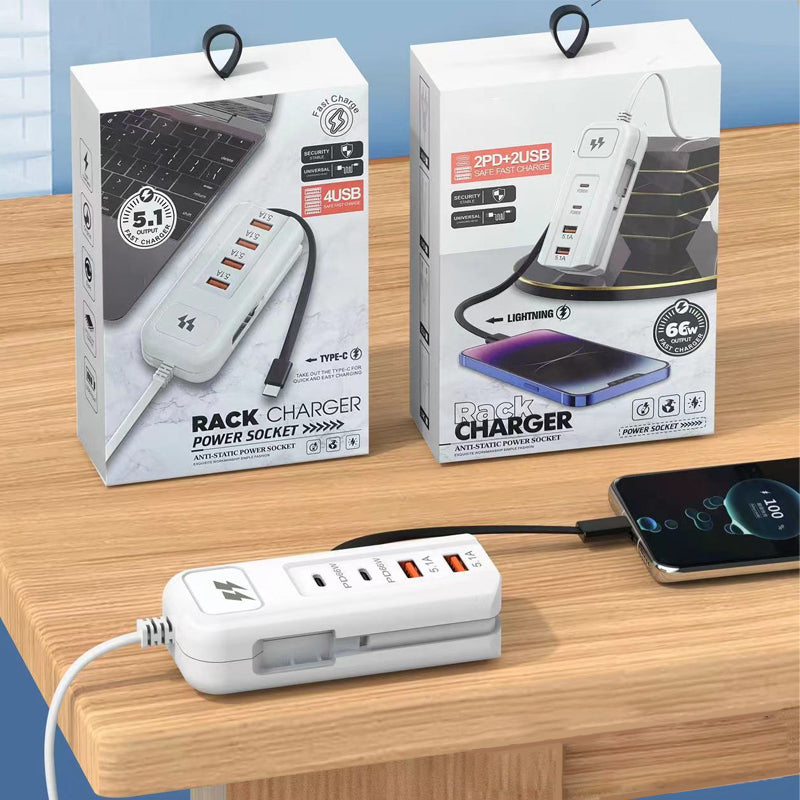 🎄⚡ ALTIJD 50% KORTING! Dit 66W Europese snellaadstopcontact met 2 PD + 2 USB en ingebouwde Type-C kabel laadt 4 apparaten tegelijk – nooit meer te weinig stopcontacten of losse kabels, veilig en compact!