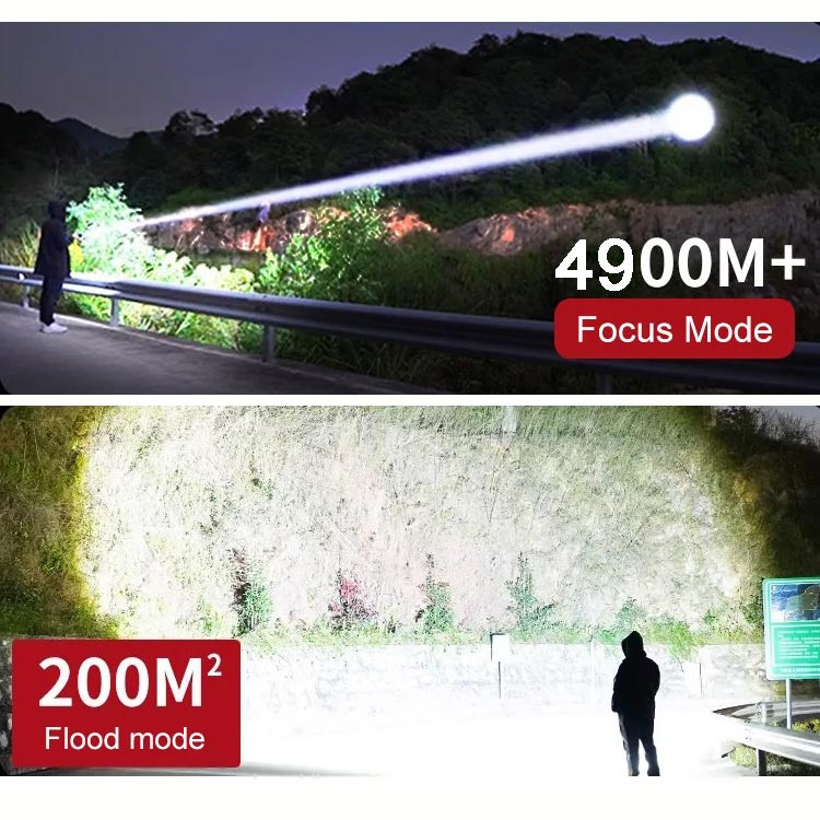 📢📢50% korting – Zoomable zaklamp met 7500 lumen 🔦🏔️ Waterdicht IPX7, oplaadbaar via USB-C & powerbankfunctie!