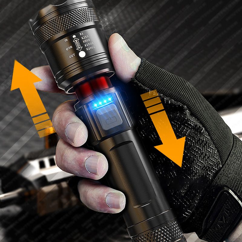 📢📢50% korting – Zoomable zaklamp met 7500 lumen 🔦🏔️ Waterdicht IPX7, oplaadbaar via USB-C & powerbankfunctie!