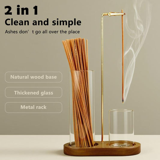 💝 2-in-1 wierook- en kaarsenhouder met voet van natuurlijk hout – aromatherapie-diffuser