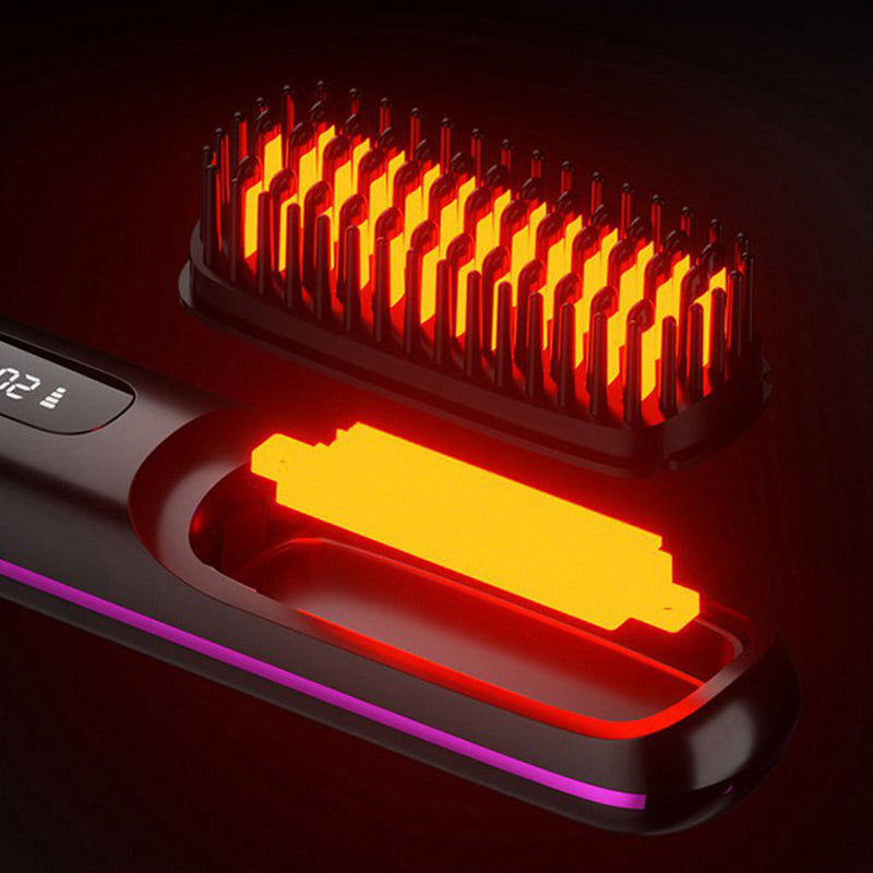 🎉Nieuwjaars Cadeau 50% KORTING!🌟Draadloze Keramische Verwarmingskam voor Haar – 3D Tanden + 3 Temperatuursinstellingen: Frizz-vrij & Glanzend in 20 Sec!