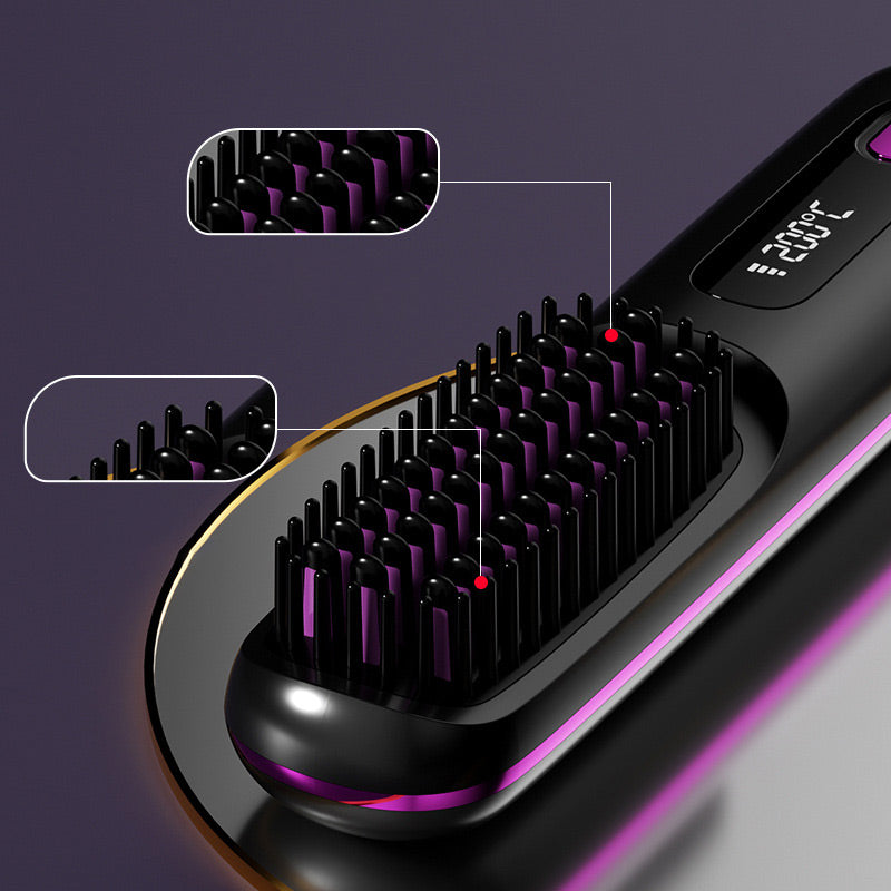 🎉Nieuwjaars Cadeau 50% KORTING!🌟Draadloze Keramische Verwarmingskam voor Haar – 3D Tanden + 3 Temperatuursinstellingen: Frizz-vrij & Glanzend in 20 Sec!