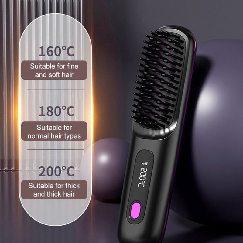 🎉Nieuwjaars Cadeau 50% KORTING!🌟Draadloze Keramische Verwarmingskam voor Haar – 3D Tanden + 3 Temperatuursinstellingen: Frizz-vrij & Glanzend in 20 Sec!