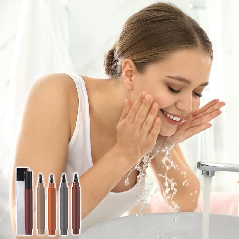 🔥Koop 1 krijg 1 gratis💥Waterdichte vierpuntige baard- en wenkbrauw pen