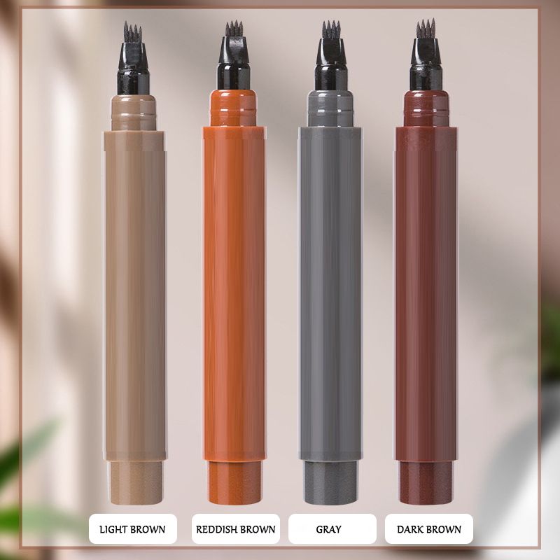 🔥Koop 1 krijg 1 gratis💥Waterdichte vierpuntige baard- en wenkbrauw pen