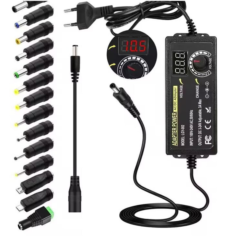 ⚡️ Instelbare universele AC/DC-voedingsadapter van 3 V tot 24 V, 3/4/5 A