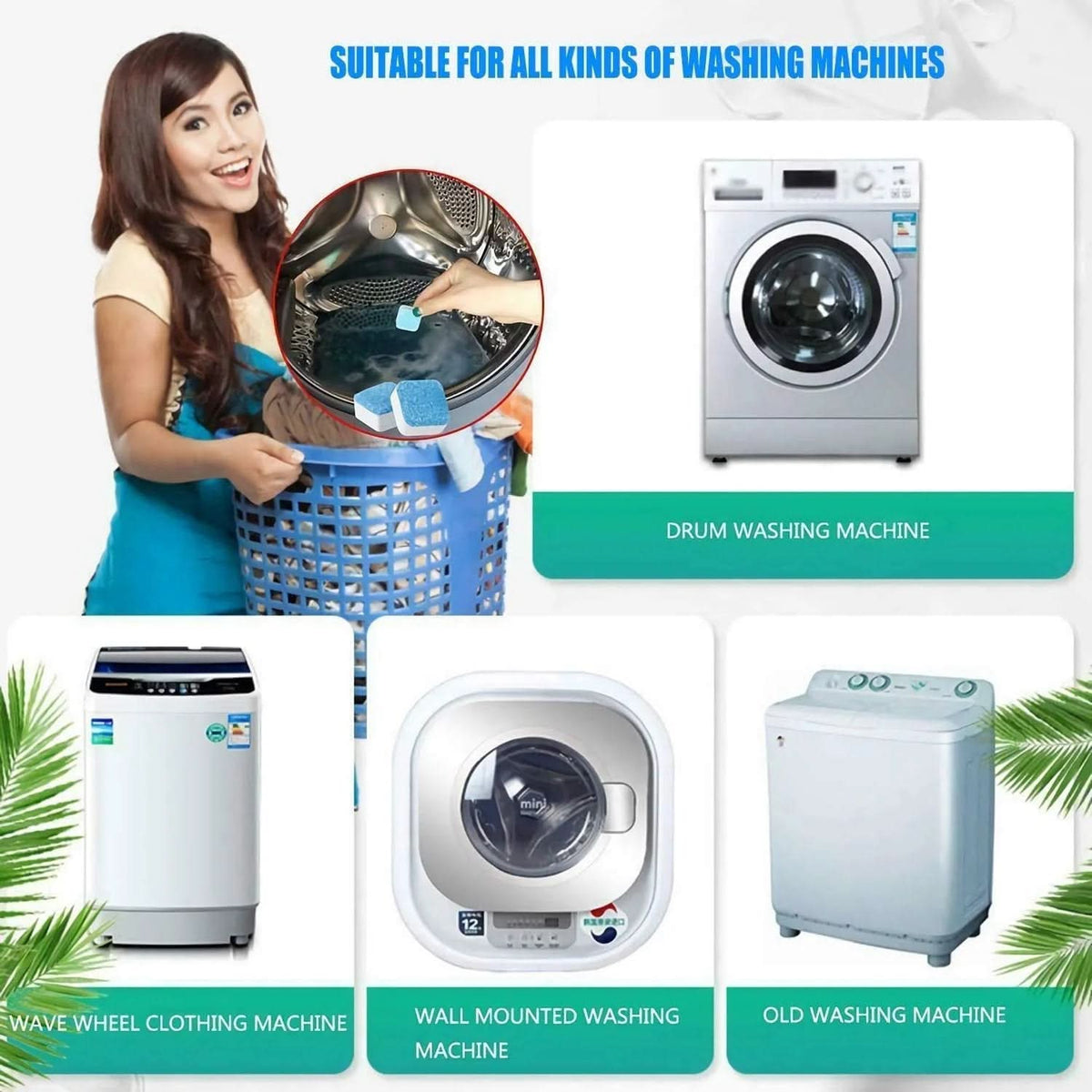 🎉Nieuwjaars Cadeau 50% KORTING!🧼Wasmachine Diep Reinigingstabletten: 99% Bacteriën Doden + Diep Reiniging – Eenvoudig Schoon Zonder Schade!