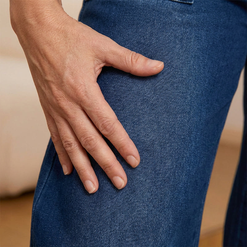 🥰👖Damesjeans met trekkoord in de taille en wijde pijpen