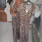 👗Nieuw binnen 50% KORTING!🥰Damesjurk met V-hals en luipaardprin