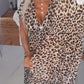 👗Nieuw binnen 50% KORTING!🥰Damesjurk met V-hals en luipaardprin