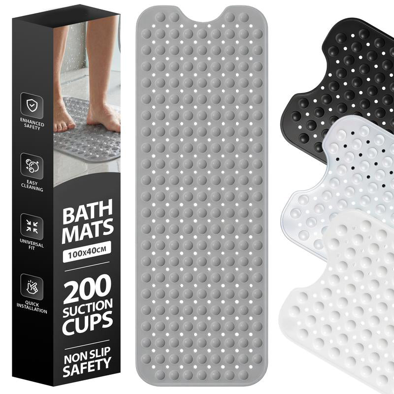 🛁 Antislip badmat 100×40 cm – Sterke zuignappen, zacht en veelzijdig – Veilige grip in de douche en de badkamer