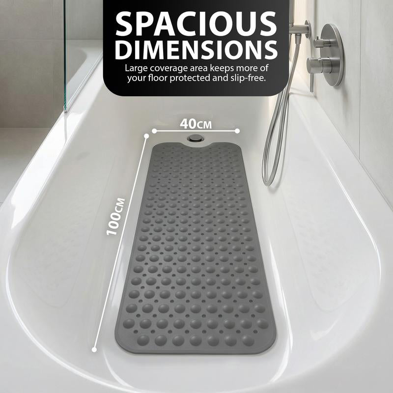 🛁 Antislip badmat 100×40 cm – Sterke zuignappen, zacht en veelzijdig – Veilige grip in de douche en de badkamer
