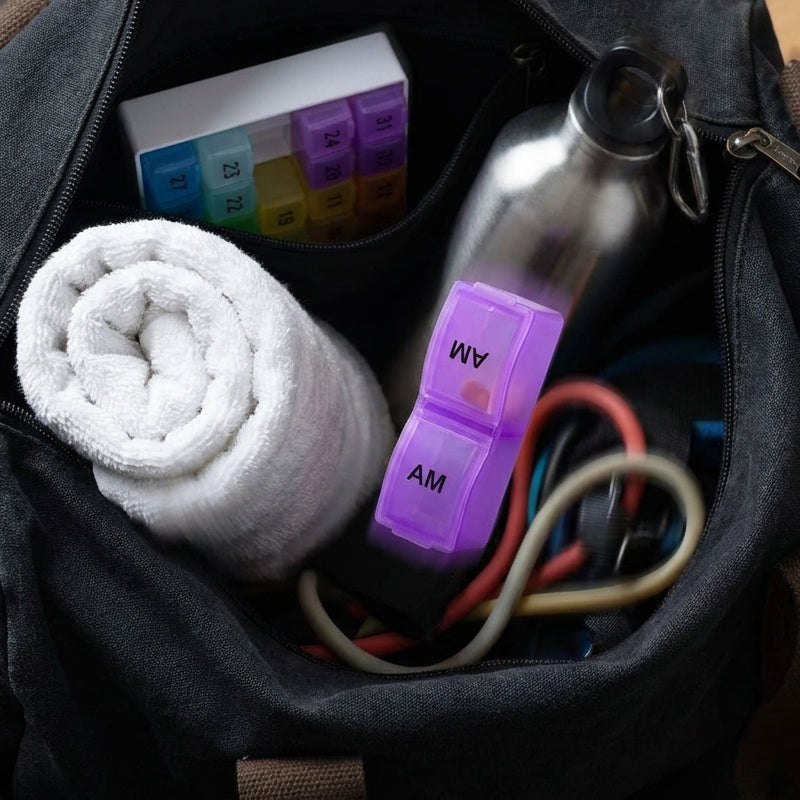 💊📅 Dagelijkse 31-daagse pillendoosje voor op reis🔒📦 Medicijnendoosje voor 4 weken met vakjes en labels, ideaal voor weekplanning, vakanties en senioren, compacte opslag