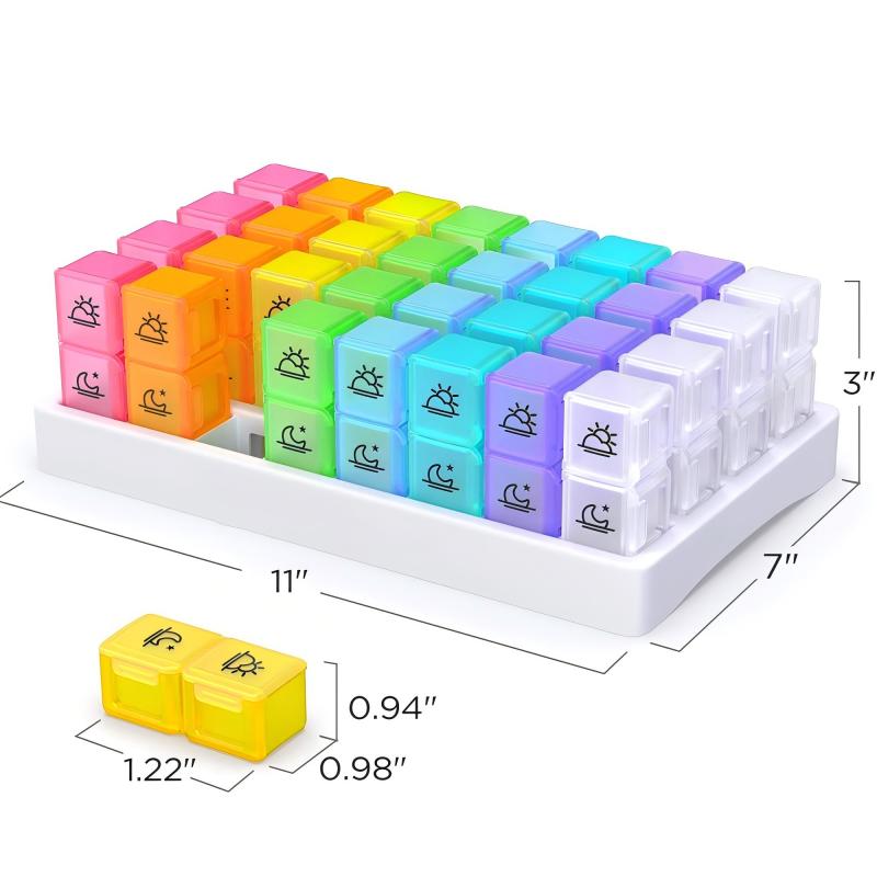 💊📅 Dagelijkse 31-daagse pillendoosje voor op reis🔒📦 Medicijnendoosje voor 4 weken met vakjes en labels, ideaal voor weekplanning, vakanties en senioren, compacte opslag